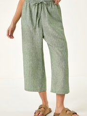 Roman Green Petite Metallic Stripe Cropped Trousers - Image 4 of 5