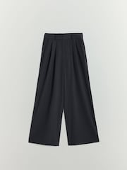 BHOEM Grey Wide Leg Pleated Black Trousers With Wool - Image 7 of 7