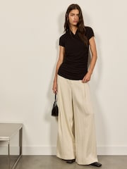BHOEM Beige Pleated Relaxed-Fit Wide Leg Trousers - Image 1 of 4