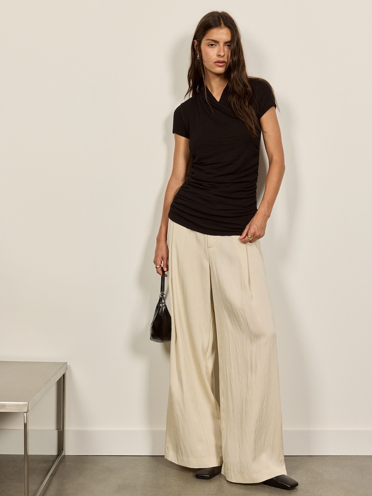 BHOEM Beige Pleated Relaxed-Fit Wide Leg Trousers - Image 1 of 4