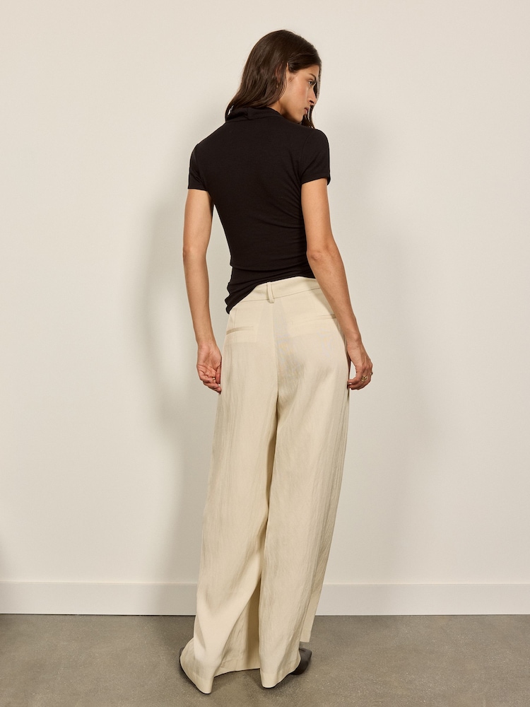 BHOEM Beige Pleated Relaxed-Fit Wide Leg Trousers - Image 4 of 4