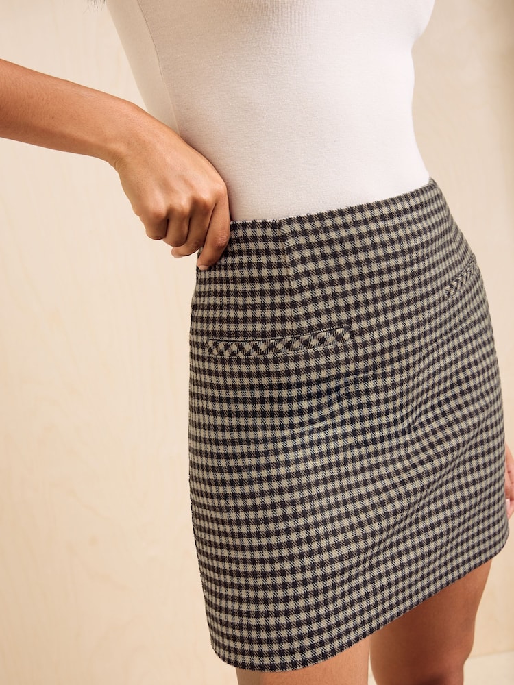 Friends Like These Brown Gingham Brushed Mini Skirt - Image 2 of 6