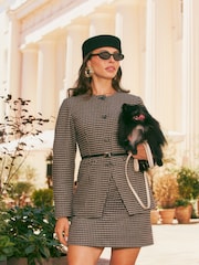 Friends Like These Brown Gingham Brushed Mini Skirt - Image 4 of 6