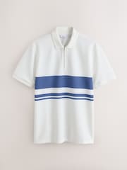 White Ottoman Rib Stripe Polo Shirt - Image 1 of 3