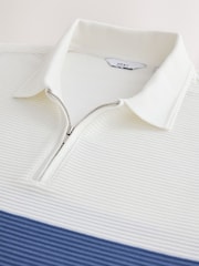 White Ottoman Rib Stripe Polo Shirt - Image 2 of 3