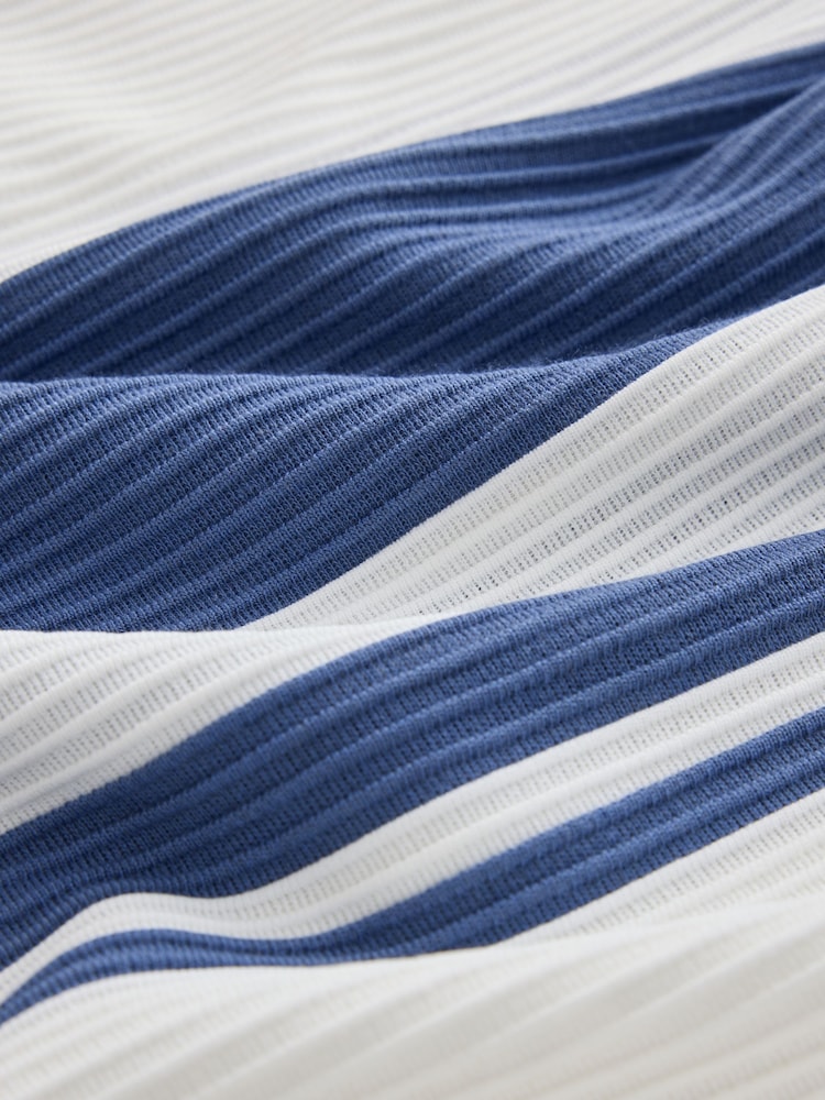 White Ottoman Rib Stripe Polo Shirt - Image 3 of 3