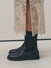 Black Forever Comfort® Leather Casual Midi Boots - Image 1 of 4