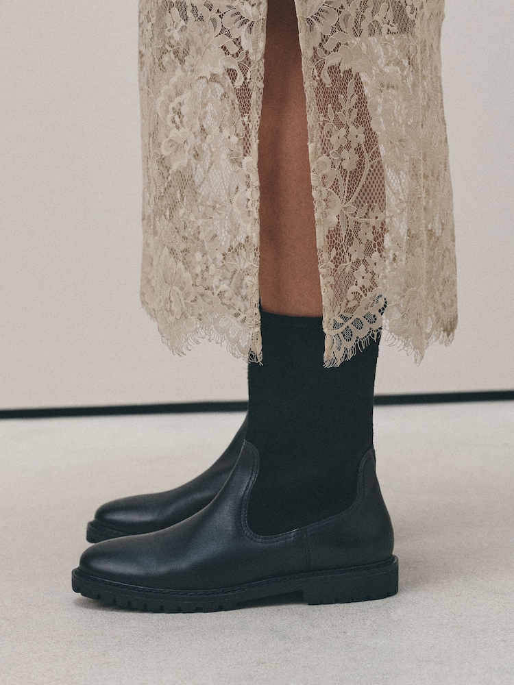 Black Forever Comfort® Leather Casual Midi Boots - Image 1 of 4 Black Forever Comfort® Leather Casual Midi Boots - Image 1 of 4
