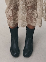 Black Forever Comfort® Leather Casual Midi Boots - Image 2 of 4