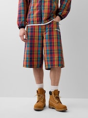 Plaid Canvas Baggy Shorts - Bild 1 von 6