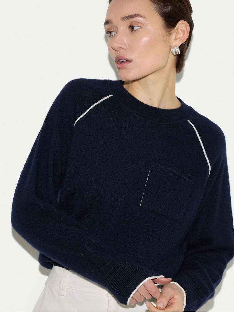 Jigsaw Blue Double Face Seamed Jumper - Image 2 of 6 Jigsaw Blue Double Face Seamed Jumper - Image 2 of 6