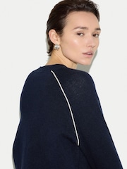 Jigsaw Blue Double Face Seamed Jumper - Image 3 of 6