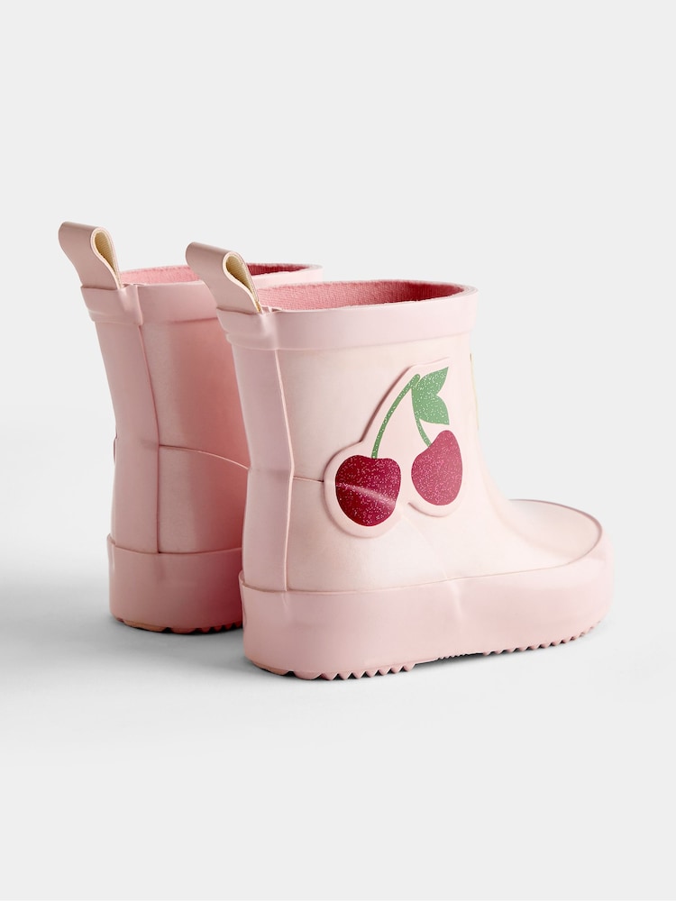 JoJo Maman Bébé Pink Cherry Ankle Wellies - Image 2 of 4