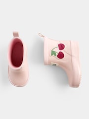 JoJo Maman Bébé Pink Cherry Ankle Wellies - Image 4 of 4