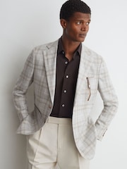 Atelier Hemp-Wool Check Single-Breasted Blazer - Image 1 of 8