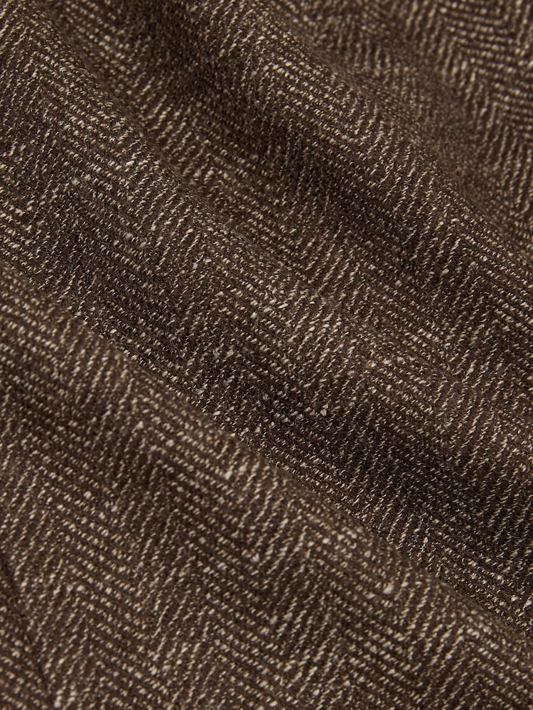 Reiss Brown Vallance Classic Fit Wool-Blend Double-Breasted Herringbone Blazer - Image 9 of 9 Reiss Brown Vallance Classic Fit Wool-Blend Double-Breasted Herringbone Blazer - Image 9 of 9