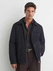Reiss Navy Bernardi Technical Padded Zip-Through Jacket - Image 1 of 6
