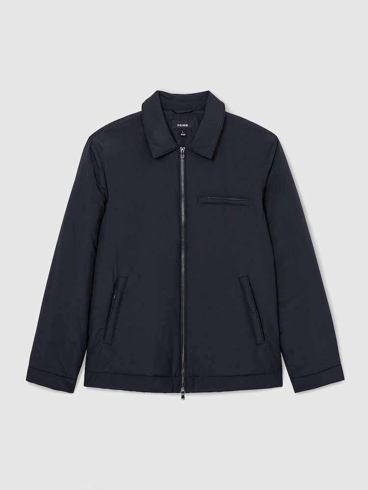 Reiss Navy Bernardi Technical Padded Zip-Through Jacket - Image 2 of 6 Reiss Navy Bernardi Technical Padded Zip-Through Jacket - Image 2 of 6