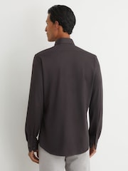 Reiss Dark Brown Monaco R-Flex Cotton-Blend Stretch Jersey Shirt Slim-Fit - Image 5 of 8