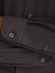 Reiss Dark Brown Monaco R-Flex Cotton-Blend Stretch Jersey Shirt Slim-Fit - Image 6 of 8