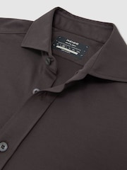 Reiss Dark Brown Monaco R-Flex Cotton-Blend Stretch Jersey Shirt Slim-Fit - Image 7 of 8