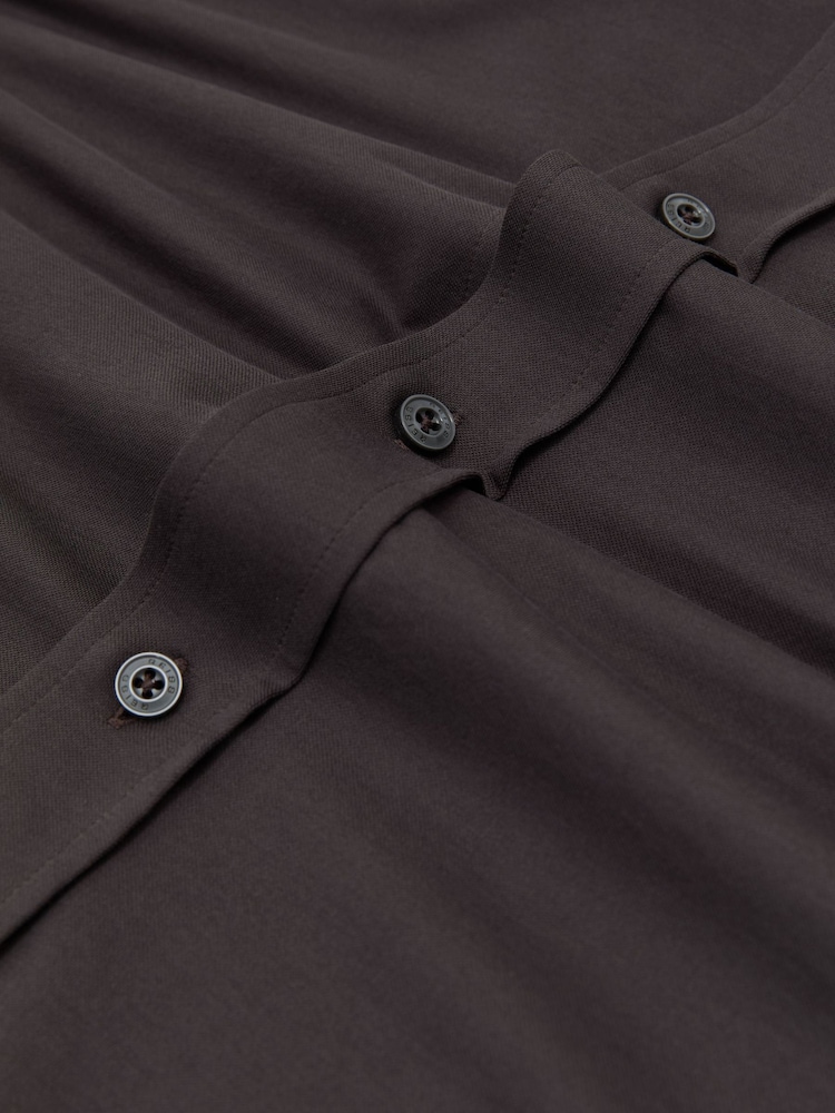 Reiss Dark Brown Monaco R-Flex Cotton-Blend Stretch Jersey Shirt Slim-Fit - Image 8 of 8 Reiss Dark Brown Monaco R-Flex Cotton-Blend Stretch Jersey Shirt Slim-Fit - Image 8 of 8
