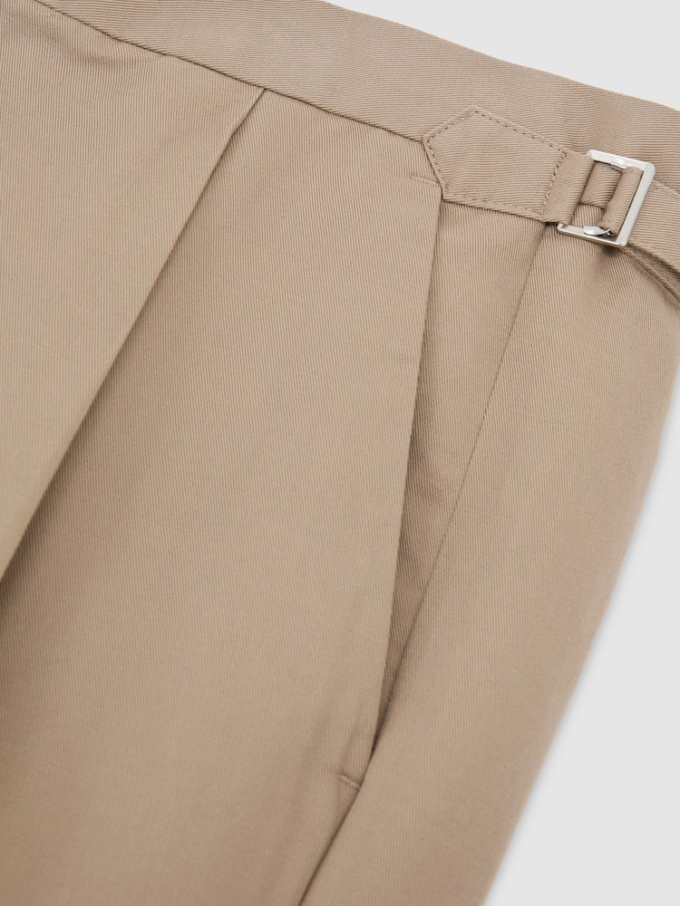 Reiss Taupe Grey Com Linen-Blend Side-Adjuster Tapered Trousers - Image 7 of 7 Reiss Taupe Grey Com Linen-Blend Side-Adjuster Tapered Trousers - Image 7 of 7