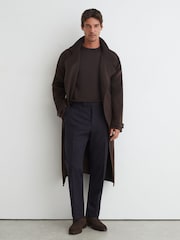 Reiss Navy Bold Classic Fit Wool Side-Adjuster Suit Trousers - Image 1 of 6