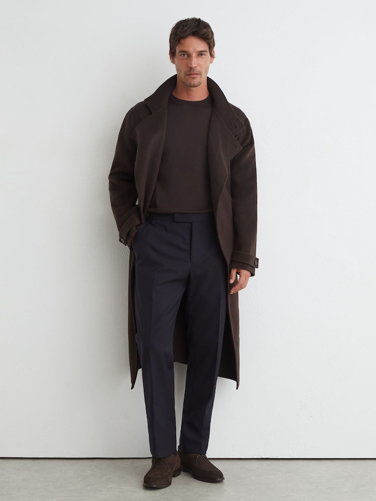 Reiss Navy Bold Classic Fit Wool Side-Adjuster Suit Trousers - Image 1 of 6 Reiss Navy Bold Classic Fit Wool Side-Adjuster Suit Trousers - Image 1 of 6