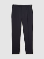 Reiss Navy Bold Classic Fit Wool Side-Adjuster Suit Trousers - Image 2 of 6