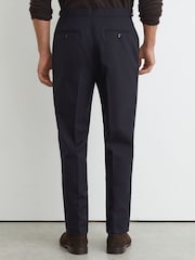 Reiss Navy Bold Classic Fit Wool Side-Adjuster Suit Trousers - Image 5 of 6