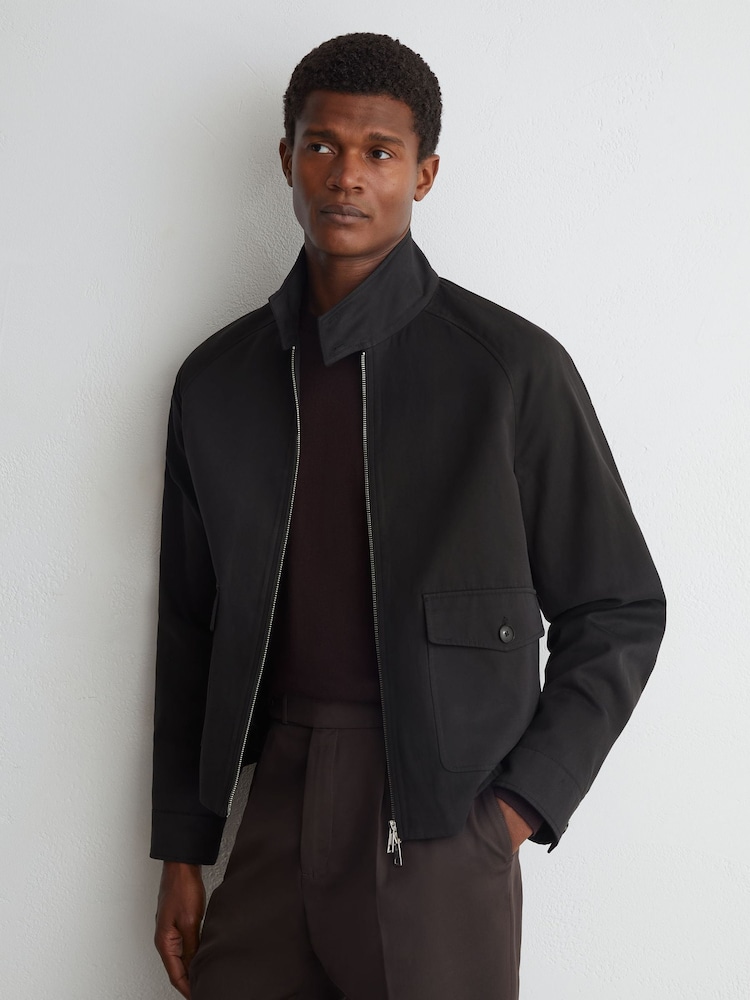 Atelier Cotton Blend Harrington Brown Jacket - Image 1 of 9