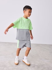 Baker by Ted Baker Green/Grey Colourblock T-Shirt and Shorts Set - Image 1 of 11