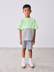 Baker by Ted Baker Green/Grey Colourblock T-Shirt and Shorts Set - Image 2 of 11