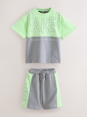 Baker by Ted Baker Green/Grey Colourblock T-Shirt and Shorts Set - Image 6 of 11