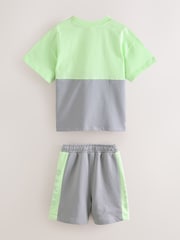 Baker by Ted Baker Green/Grey Colourblock T-Shirt and Shorts Set - Image 7 of 11