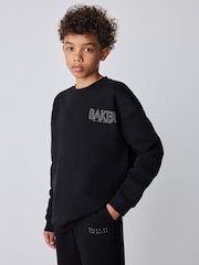 Baker by Ted Baker Black Foil Oversized Graphic Sweatshirt and Joggers Set - Image 2 of 6