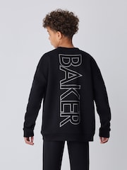 Baker by Ted Baker Black Foil Oversized Graphic Sweatshirt and Joggers Set - Image 3 of 6