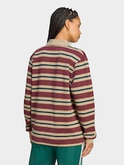 adidas Originals Red Stripe Knitted Polo Top - Image 2 of 6