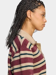 adidas Originals Red Stripe Knitted Polo Top - Image 4 of 6