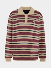 adidas Originals Red Stripe Knitted Polo Top - Image 6 of 6