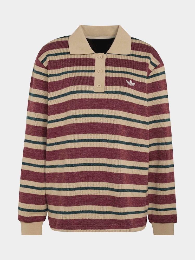 adidas Originals Red Stripe Knitted Polo Top - Image 6 of 6 adidas Originals Red Stripe Knitted Polo Top - Image 6 of 6