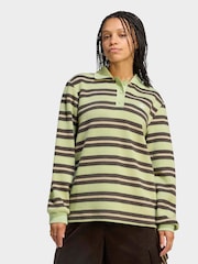 adidas Originals Lime Green Stripe Knitted Polo Top - Image 1 of 6