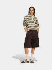 adidas Originals Lime Green Stripe Knitted Polo Top - Image 4 of 6
