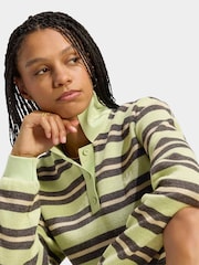 adidas Originals Lime Green Stripe Knitted Polo Top - Image 5 of 6