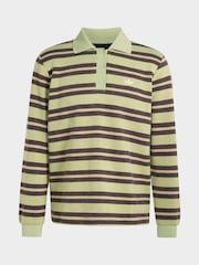 adidas Originals Lime Green Stripe Knitted Polo Top - Image 6 of 6