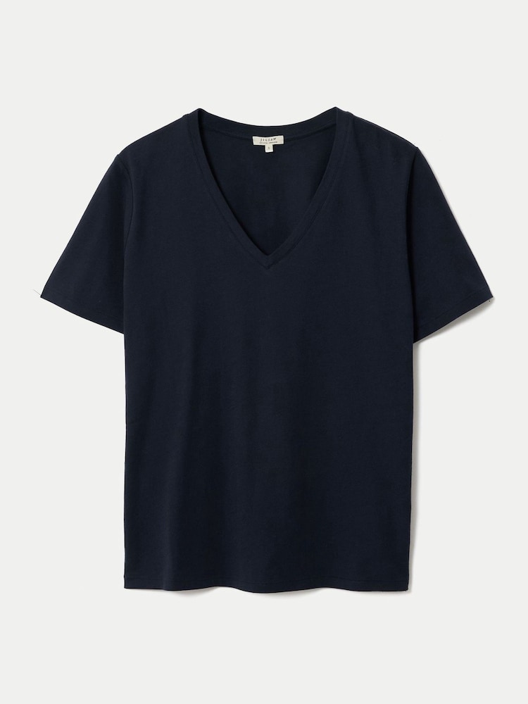 Jigsaw Blue Supima Cotton V-Neck T-Shirt - Image 5 of 5