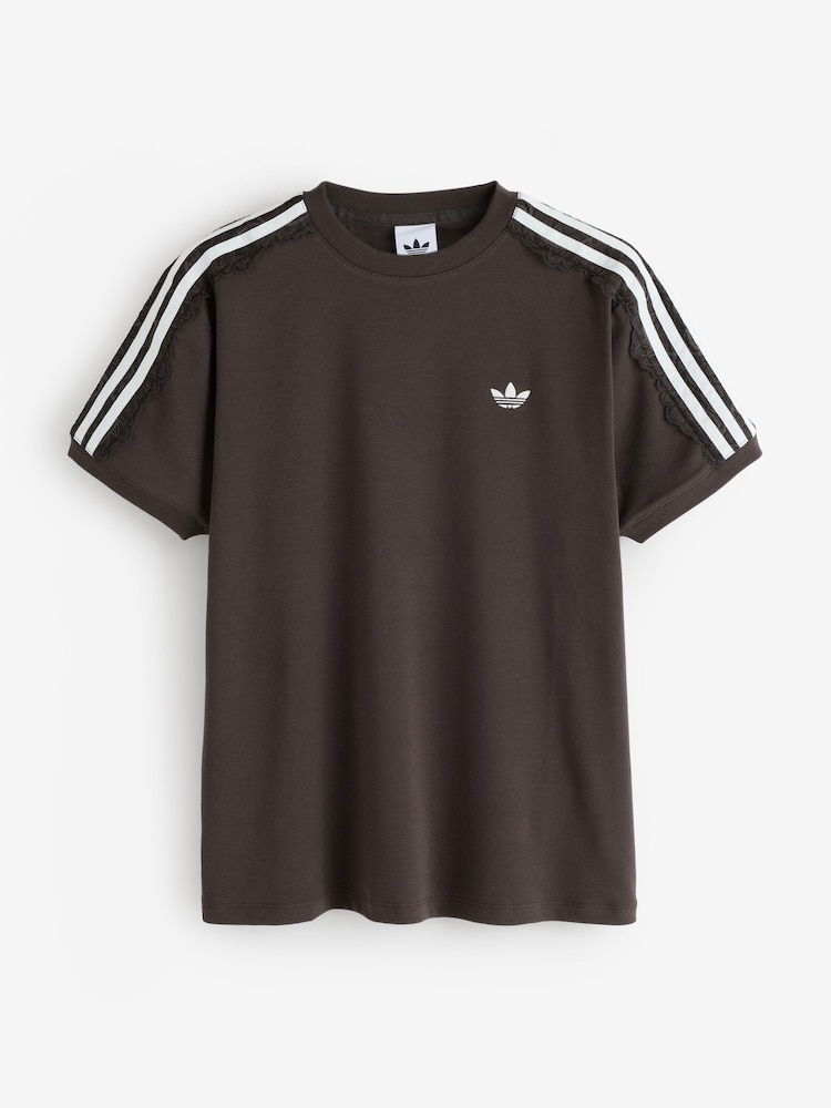 adidas Originals Brown Lace 3-Stripes T-Shirt - Image 6 of 6 adidas Originals Brown Lace 3-Stripes T-Shirt - Image 6 of 6