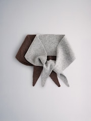 The Set 2 Pack Skinny Neck Scarfs Grey/Chocolate Brown - Image 1 of 9
