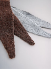 The Set 2 Pack Skinny Neck Scarfs Grey/Chocolate Brown - Image 8 of 9